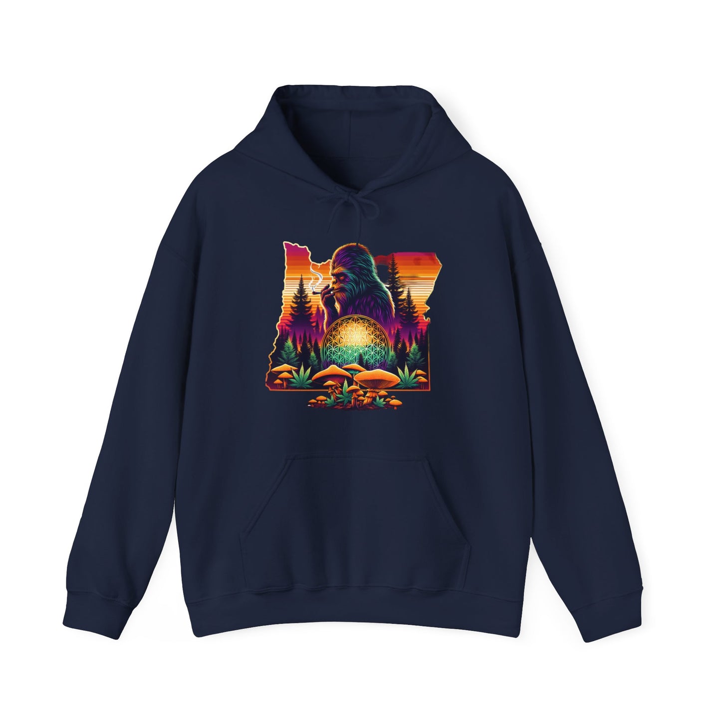 Oregon Bigfoot Sunset Smoke - Unisex Heavy Blend™ Hooded Sweatshirt