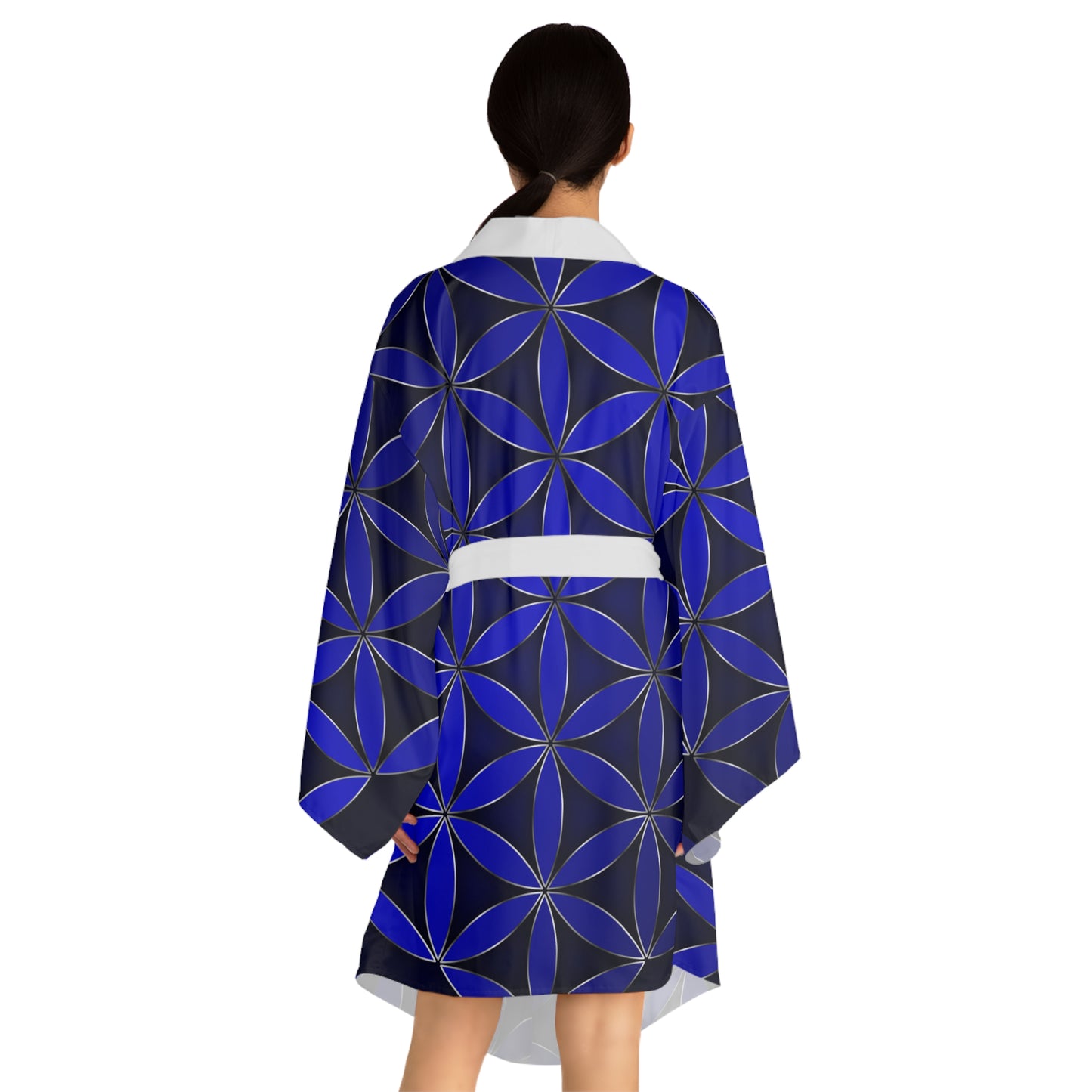 Blue flower of Life Long Sleeve Kimono Robe (AOP)