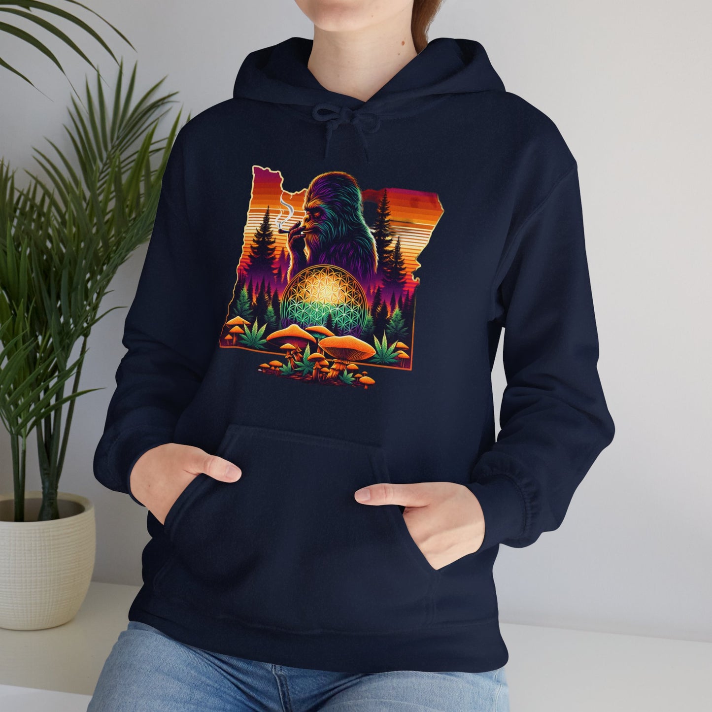 Oregon Bigfoot Sunset Smoke - Unisex Heavy Blend™ Hooded Sweatshirt