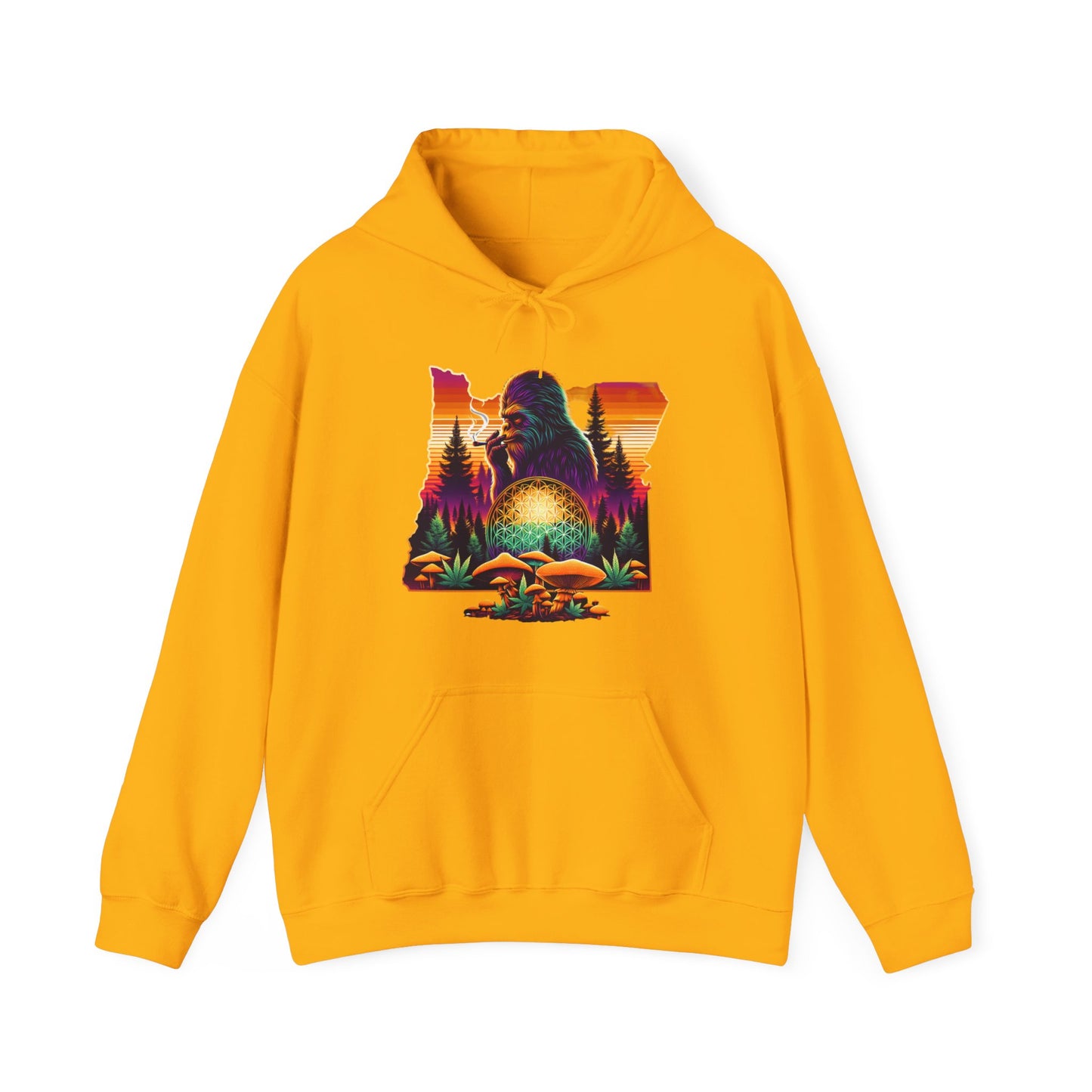 Oregon Bigfoot Sunset Smoke - Unisex Heavy Blend™ Hooded Sweatshirt